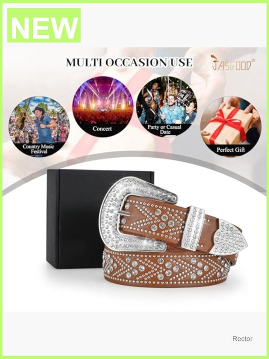 Western Cowboy Cowgirl Rhinestone Studded Belt for Jeans Pants Unisex Plus Size main image 5